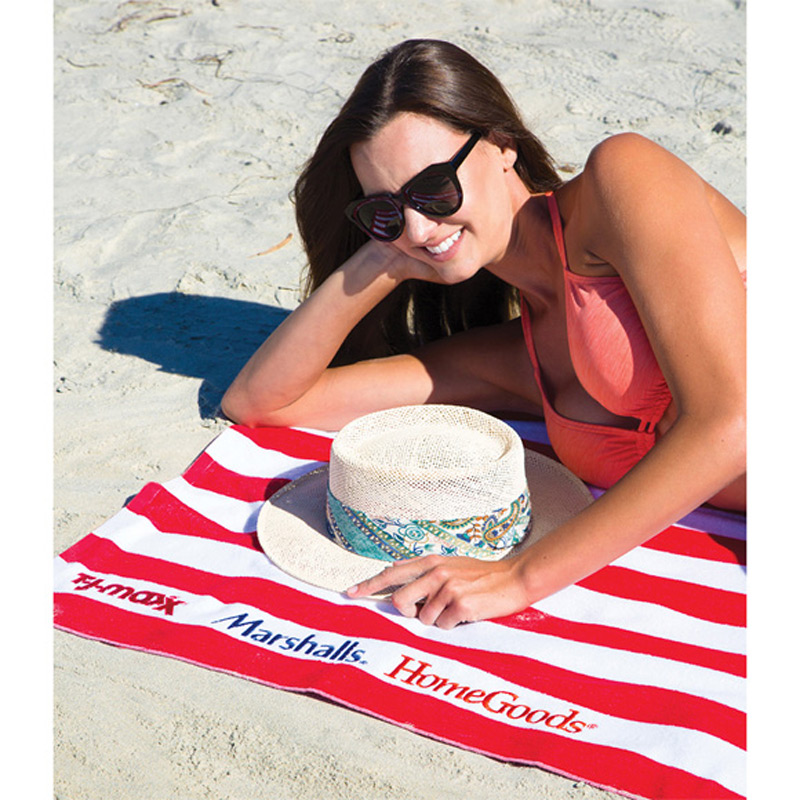 Microfiber Cabana Stripe Beach Towel (Embroidered)